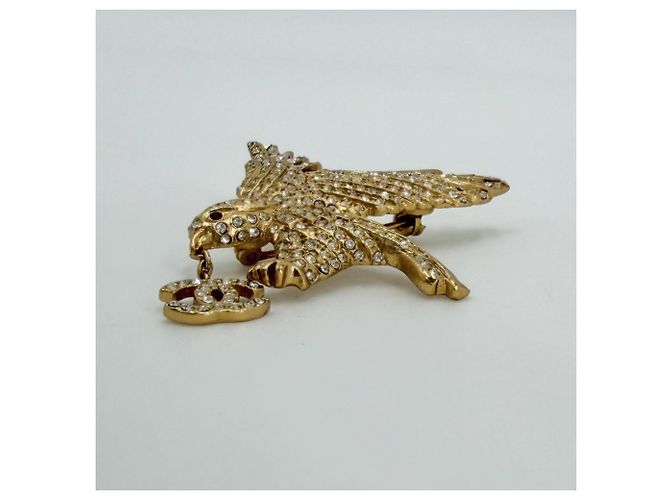 Spilla Chanel Vintage placcata in oro e strass D'oro - vista 3