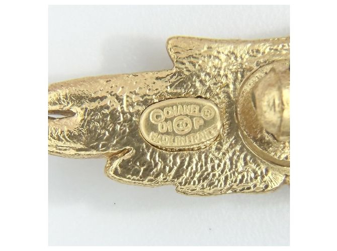 Spilla Chanel Vintage placcata in oro e strass D'oro - vista 4
