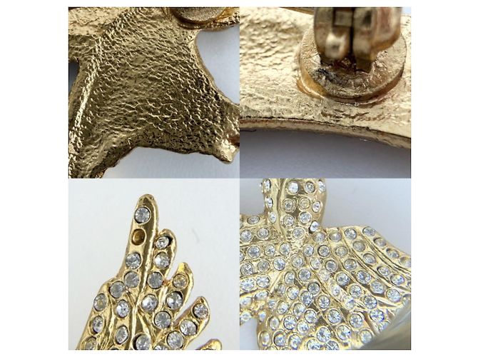 Spilla Chanel Vintage placcata in oro e strass D'oro - vista 5