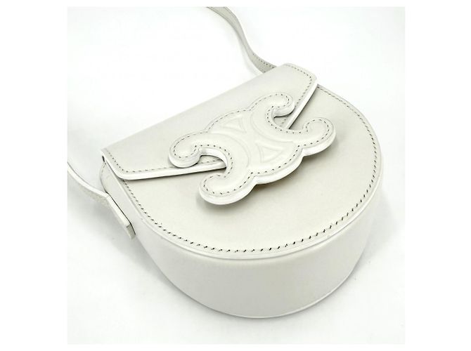 Céline Borsa a tracolla Celine Cuir Triomphe Mini Buzas Bianco - vista 3