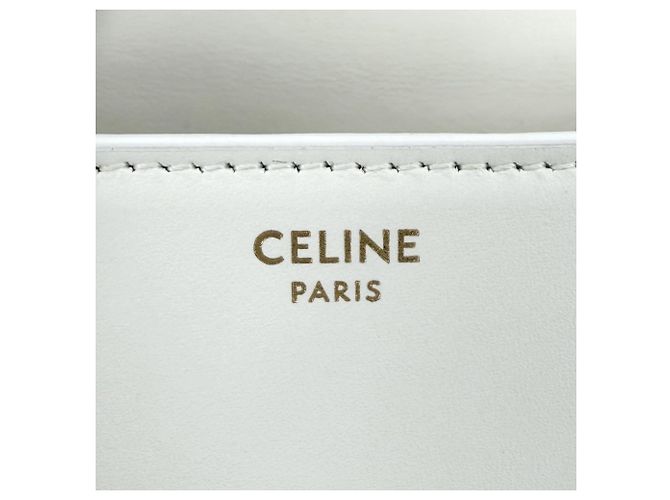 Céline Borsa a tracolla Celine Cuir Triomphe Mini Buzas Bianco - vista 4