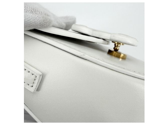 Céline Borsa a tracolla Celine Cuir Triomphe Mini Buzas Bianco - vista 6