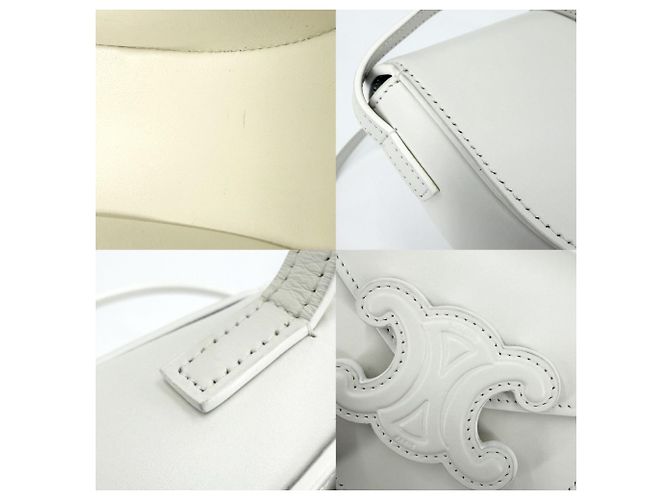 Céline Borsa a tracolla Celine Cuir Triomphe Mini Buzas Bianco - vista 7