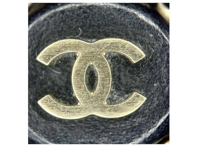 Collana Chanel in pelle nera placcata oro Nero - vista 7