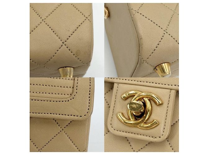 Mini borsa a mano con manico superiore matelassé per bambino Chanel Beige - vista 6