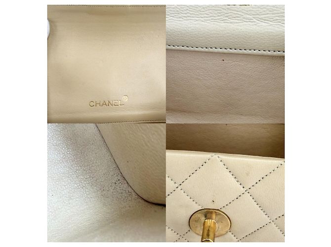 Mini borsa a mano con manico superiore matelassé per bambino Chanel Beige - vista 7