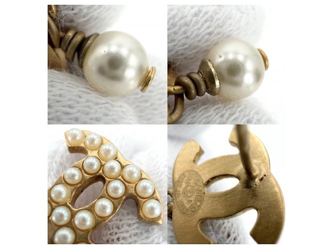 Orecchini a lobo Chanel placcati oro con perle finte - vista 6