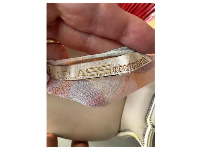 Roberto Cavalli Class Seidenschal mit Marmorprint und Fransen Pink Mehrfarben Grün - Ansicht 6