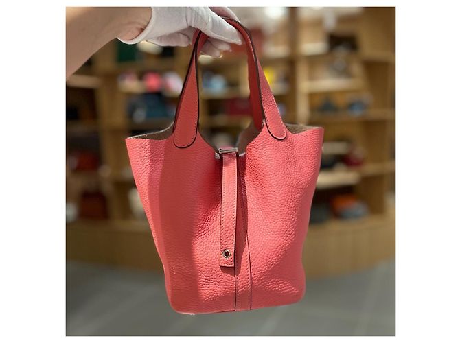 Hermès Picotin Lock 18 in pelle rosa - vista 3