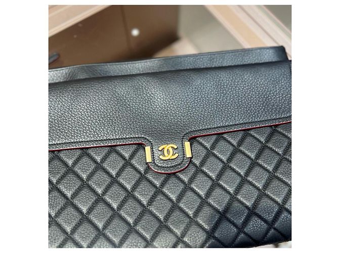 Chanel Gesteppte Leder-Clutch Schwarz - Ansicht 6