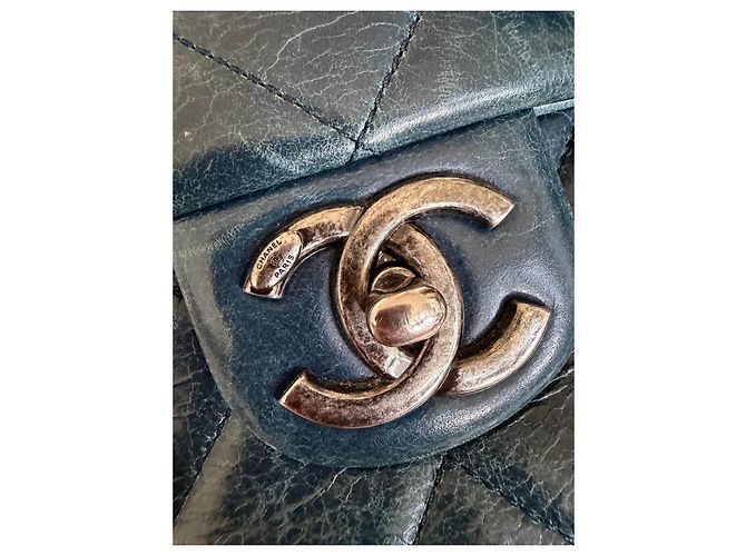Chanel Timeless Shopping Bag Agnello Blu - vista 10