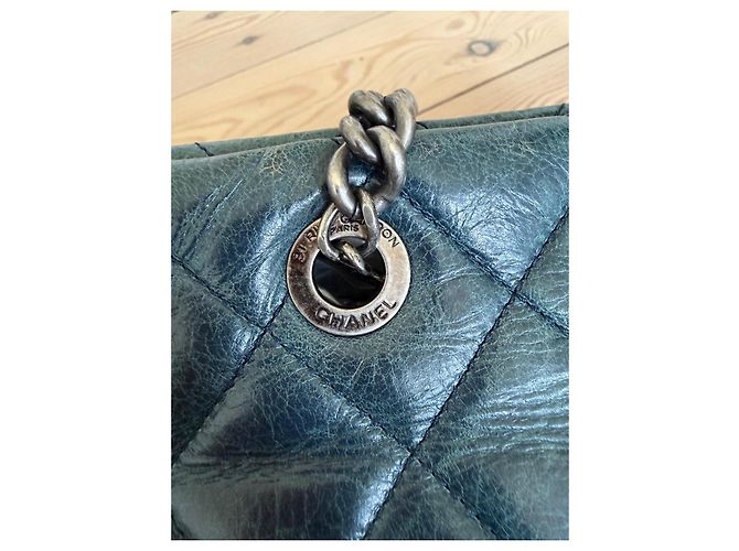 Chanel Timeless Shopping Bag Agnello Blu - vista 11