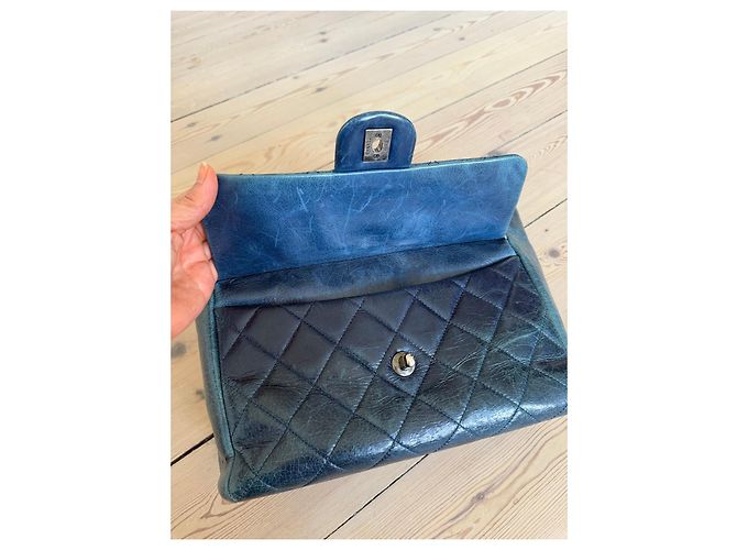 Chanel Timeless Shopping Bag Agnello Blu - vista 15