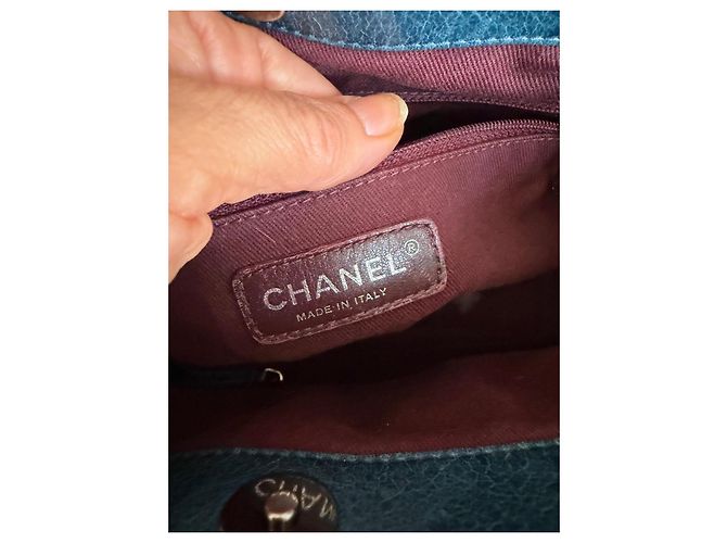 Chanel Timeless Shopping Bag Agnello Blu - vista 19