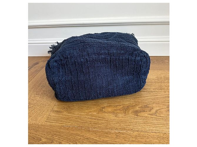 Chanel Borsa Tote in spugna blu navy con pochette Blu scuro - vista 2