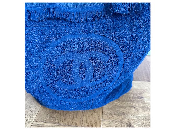 Chanel Borsa Tote in spugna blu navy con pochette Blu scuro - vista 8