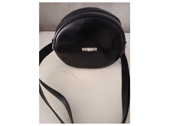 Longchamp Borsa a Tracolla Rotonda in Pelle Nera Nero - vista 3