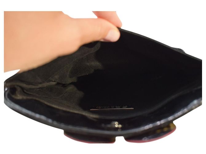 Sonia by Sonia Rykiel Stroh-Clutch mit Kirschmuster Schwarz Rot - Ansicht 17