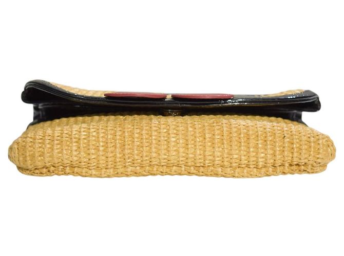 Sonia by Sonia Rykiel Stroh-Clutch mit Kirschmuster Schwarz Rot - Ansicht 8