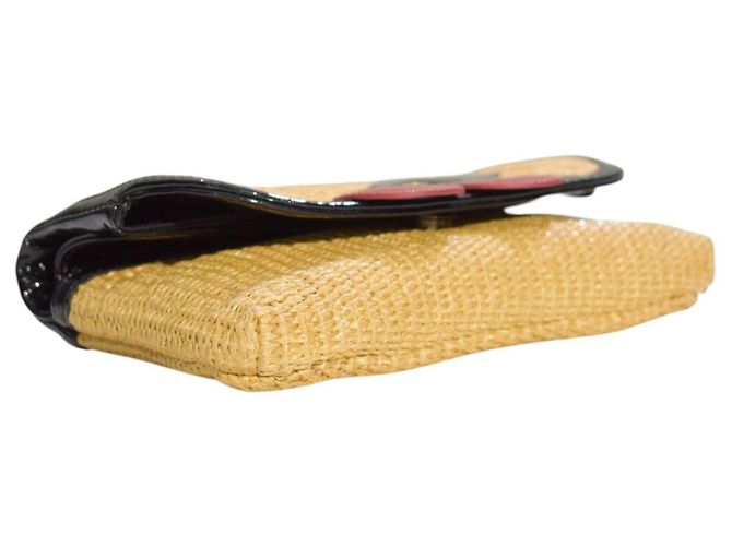 Sonia by Sonia Rykiel Stroh-Clutch mit Kirschmuster Schwarz Rot - Ansicht 9