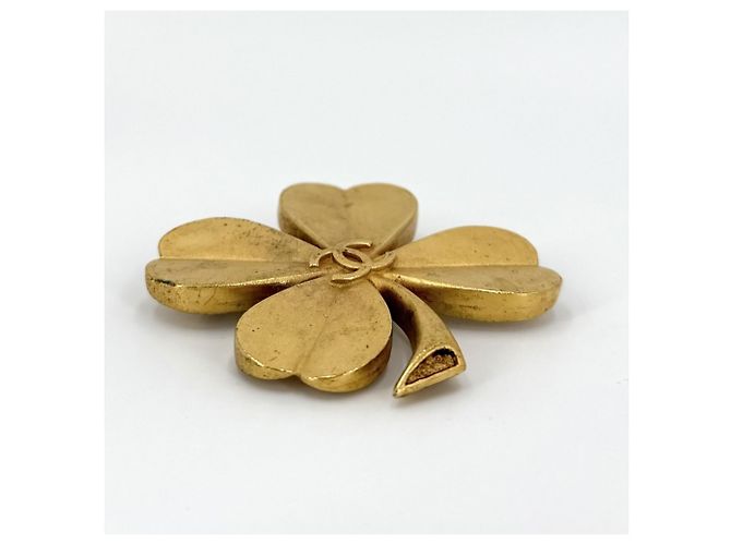 Chanel Vintage Clover Brosche Golden - Ansicht 3