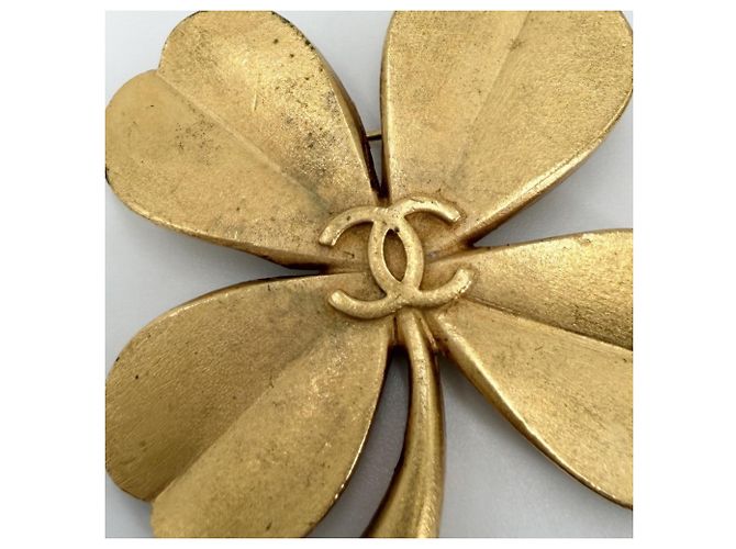 Chanel Vintage Clover Brosche Golden - Ansicht 5