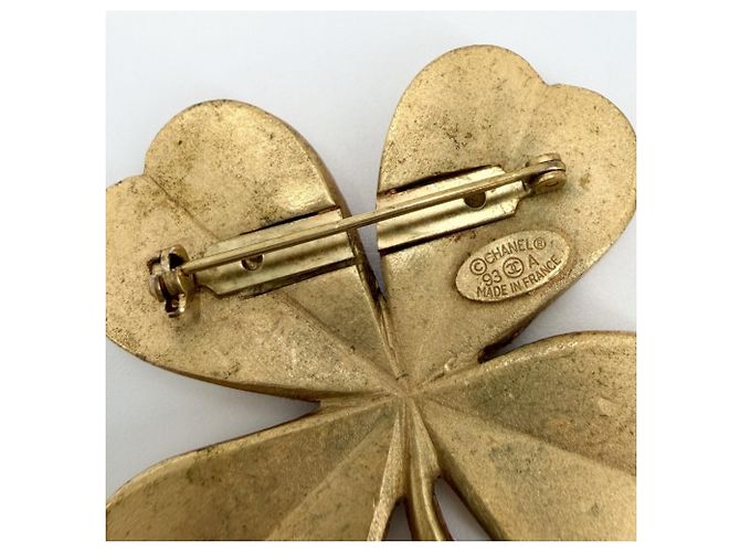 Chanel Vintage Clover Brosche Golden - Ansicht 6