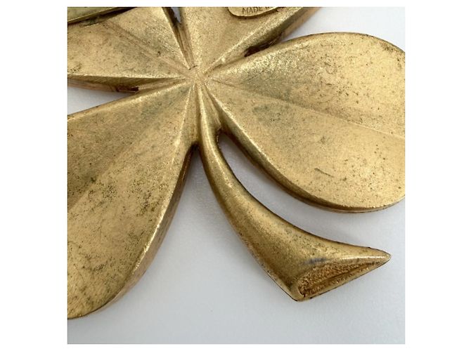 Chanel Vintage Clover Brosche Golden - Ansicht 7