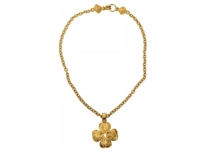Collana lunga Chanel Vintage Triple Coco D'oro - vista 3