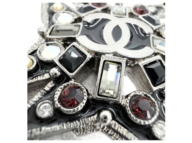 Broche Chanel preta com pérola artificial e strass Preto - vista 10