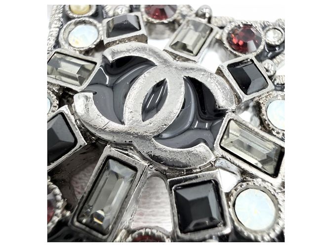 Broche Chanel preta com pérola artificial e strass Preto - vista 6
