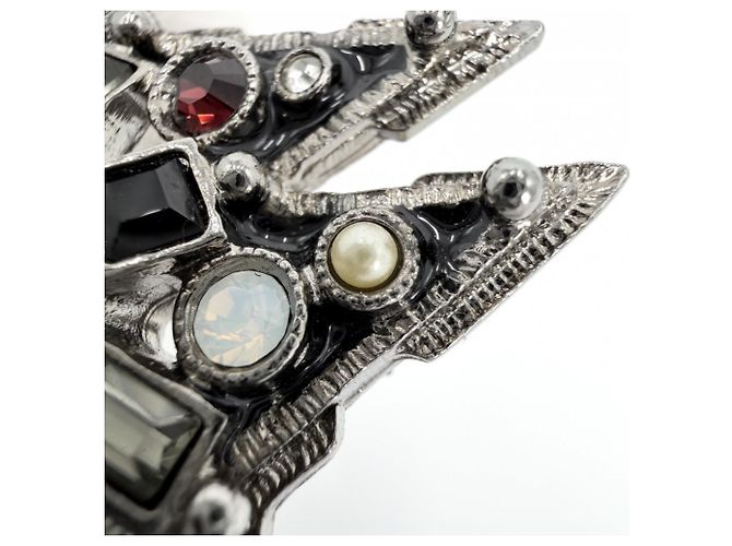 Broche Chanel preta com pérola artificial e strass Preto - vista 8