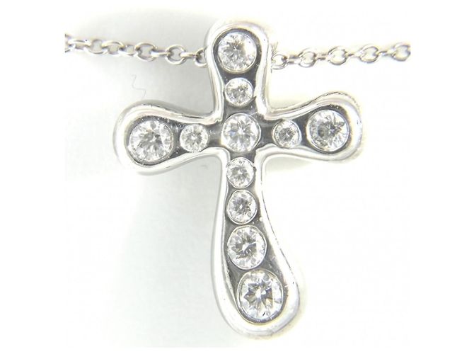 Collana piccola croce Elsa Peretti di Tiffany & Co. in platino 950 - vista 4