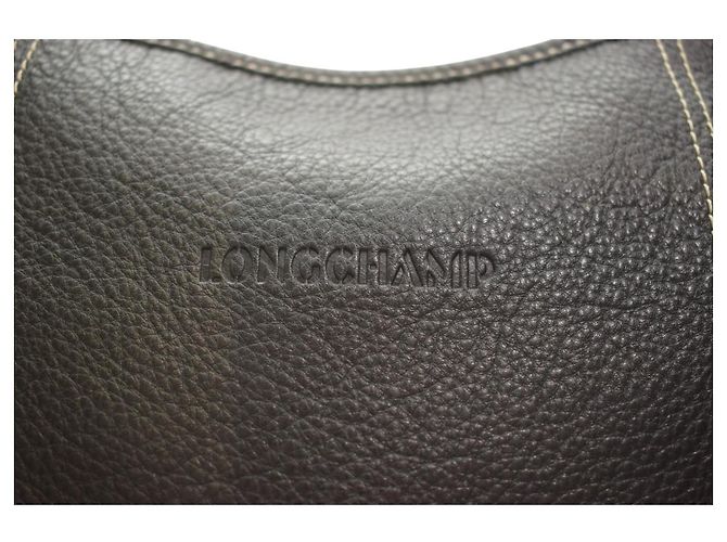 Longchamp Le Foulonné Borsa Hobo a Tracolla in Pelle Martellata Nera - vista 10