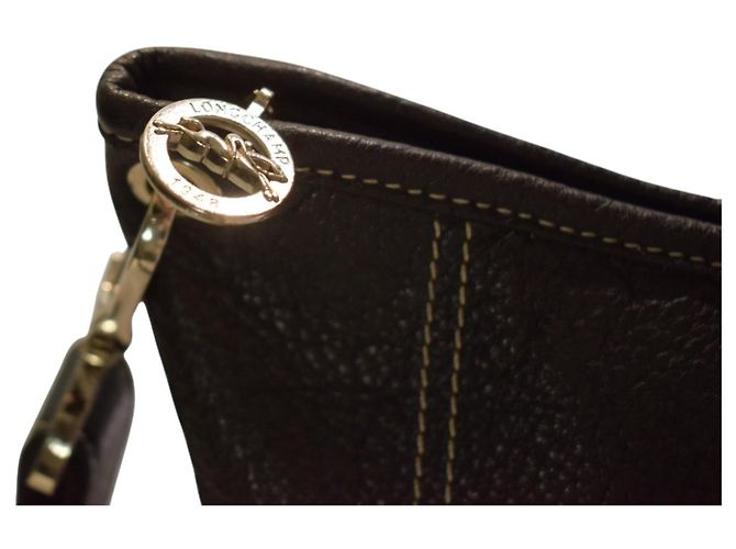 Longchamp Le Foulonné Borsa Hobo a Tracolla in Pelle Martellata Nera - vista 12