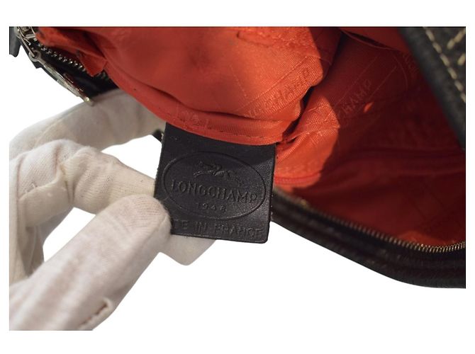 Longchamp Le Foulonné Borsa Hobo a Tracolla in Pelle Martellata Nera - vista 14