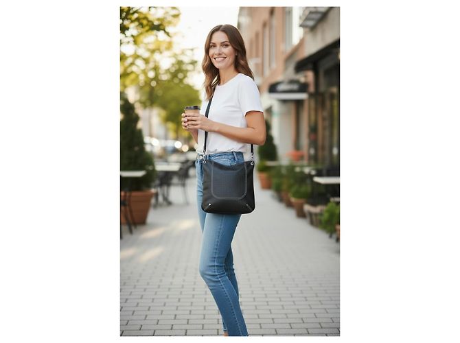 Longchamp Le Foulonné Borsa Hobo a Tracolla in Pelle Martellata Nera - vista 16