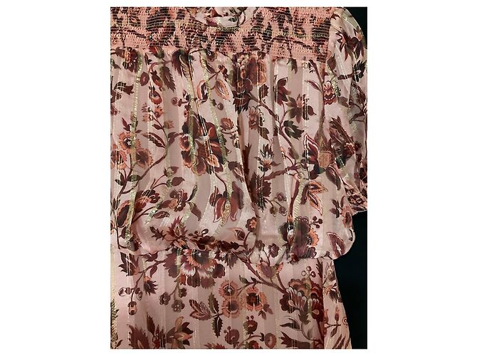 Whistles Vestido de seda Sophia Prairie Castaño Rosa Dorado - vista 2
