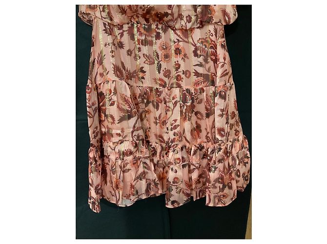 Whistles Vestido de seda Sophia Prairie Castaño Rosa Dorado - vista 3