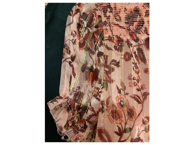 Whistles Vestido de seda Sophia Prairie Castaño Rosa Dorado - vista 4