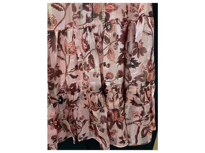 Whistles Vestido de seda Sophia Prairie Castaño Rosa Dorado - vista 7