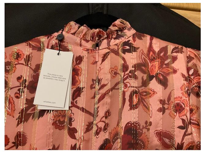 Whistles Vestido de seda Sophia Prairie Castaño Rosa Dorado - vista 8