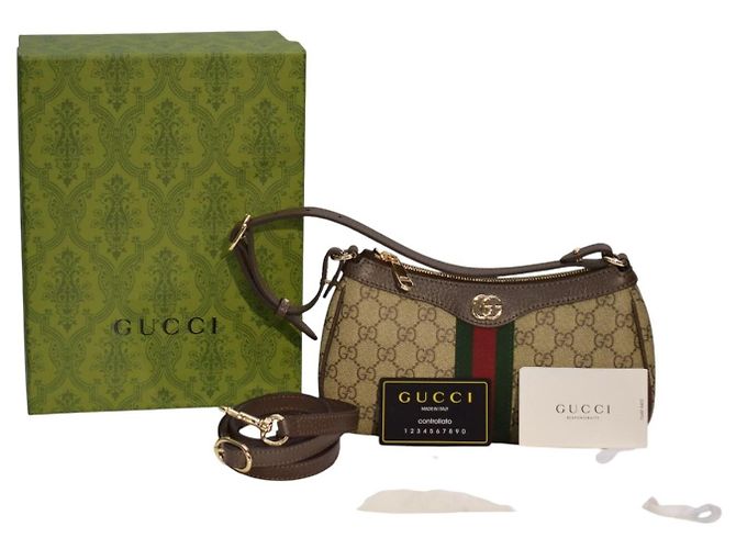 Gucci Ophidia GG Supreme Piccola Borsa a Spalla Marrone Beige - vista 10