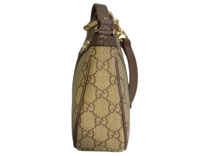 Gucci Ophidia GG Supreme Piccola Borsa a Spalla Marrone Beige - vista 3