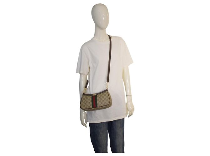 Gucci Ophidia GG Supreme Piccola Borsa a Spalla Marrone Beige - vista 6