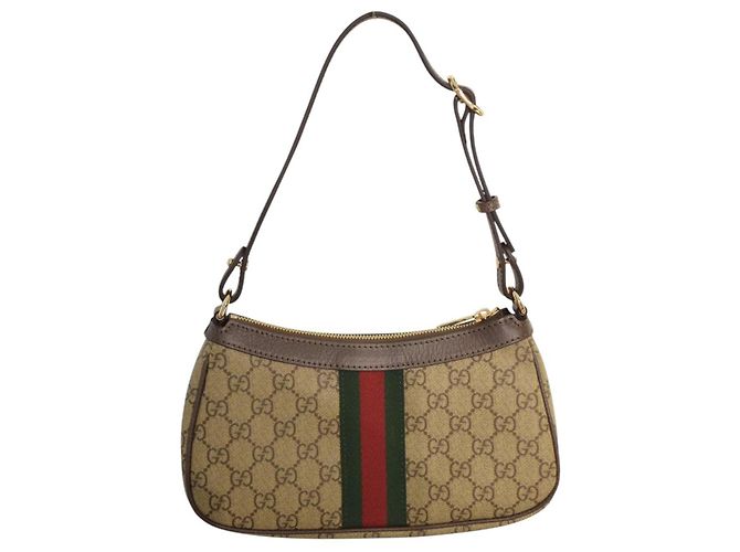 Gucci Ophidia GG Supreme Piccola Borsa a Spalla Marrone Beige - vista 9