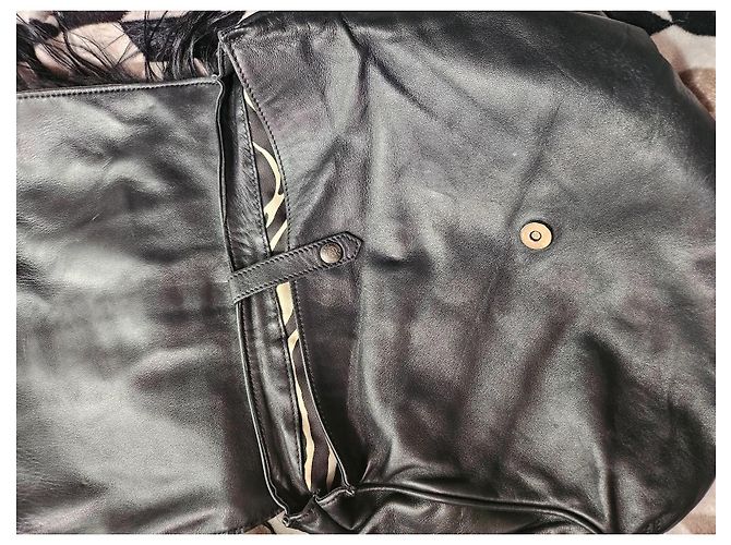 Longchamp Collezione Kate Moss Borsa pelle nera e pelliccia - vista 11