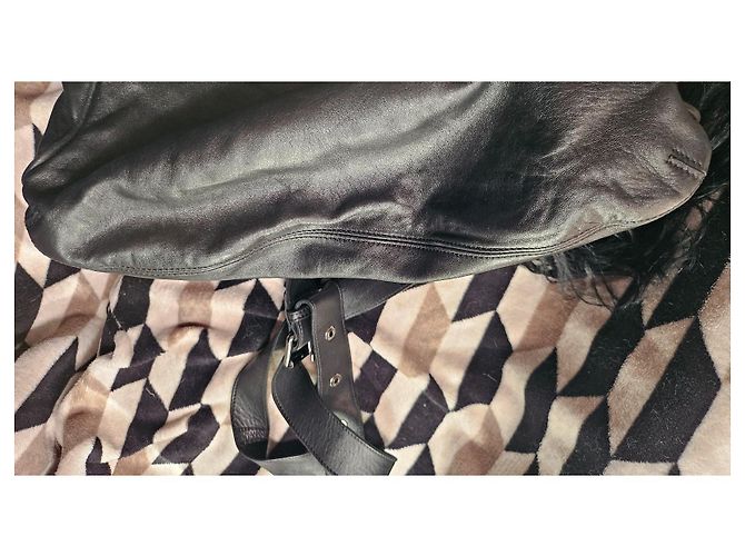 Longchamp Collezione Kate Moss Borsa pelle nera e pelliccia - vista 8