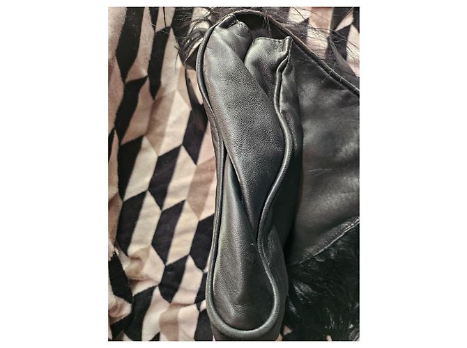 Longchamp Collezione Kate Moss Borsa pelle nera e pelliccia - vista 10