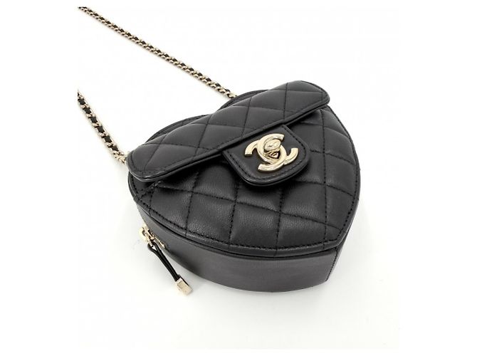Bolsa de ombro Chanel Matelassé em pele de cordeiro preta Preto - vista 3